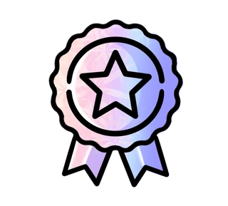 Iridescent platinum medal with a star